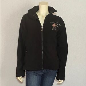The Bradford Exchange, Women's  Elvis Presley Black Zip-Up Jacket, size L